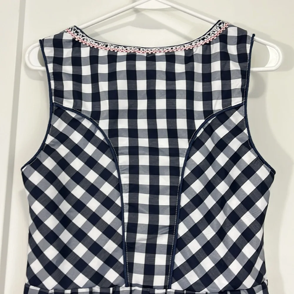 New Kojooin Small Blue and White Gingham Tank Zip Up Dress - Picture 8 of 10